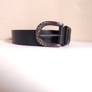 Fossil Black Belt Womens Medium Bling Buckle Rhinestones Glam Embellished FLAWS